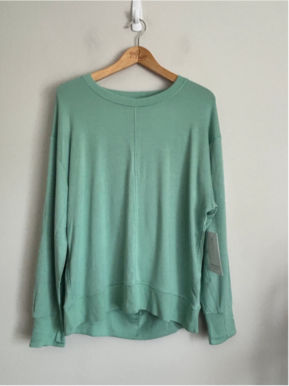 Athleta Super Moon Sweatshirt With Open Back Green Size L BNWT Athleisure Comfy